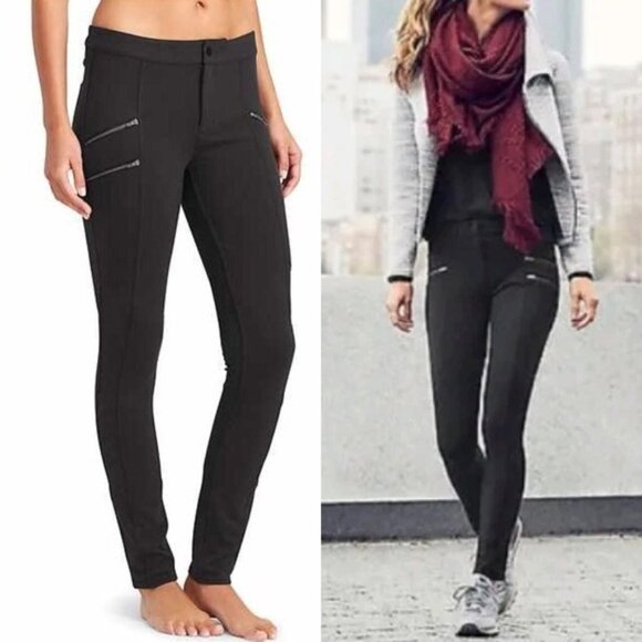 Athleta Ponte Twill Moto Pant in Black 4 Stretch Zipper Accent Comfort Biker $89 - Picture 4 of 16